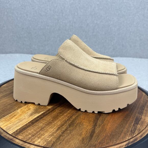 UGG New Heights Slide Sandals Women's 9 Mustard Seed Suede [1167476] - Picture 1 of 6